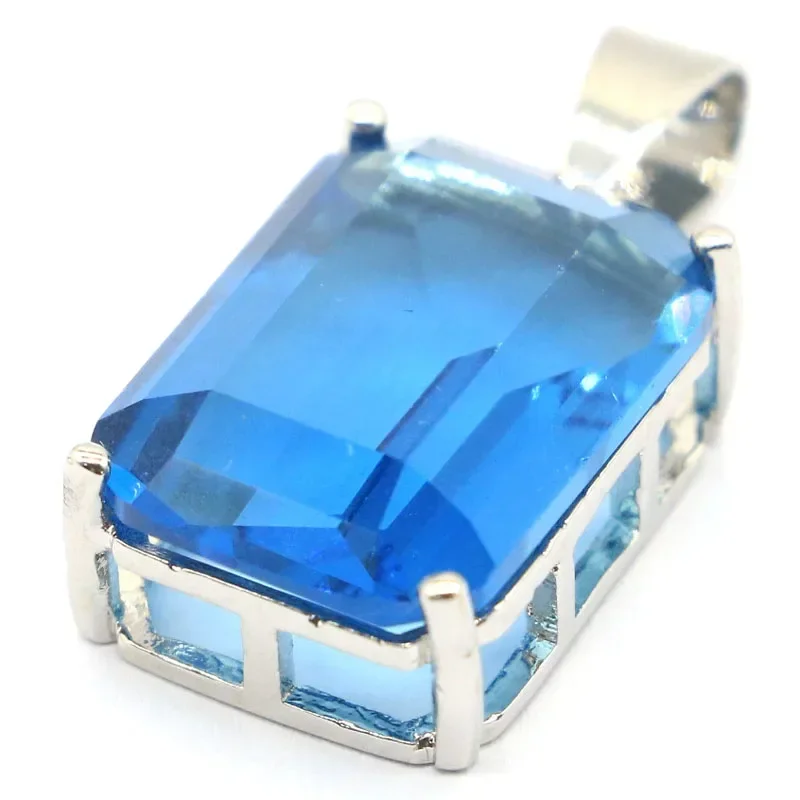 

Customized 925 SOLID STERLING SILVER PENDANT Stunning Rich Blue Violet Tanzanite London Blue Topaz High Trendy Polished