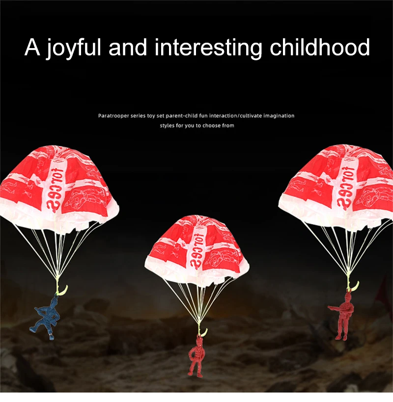 Hand Throwing Mini Soldier Parachute for Kids, Jogo de brinquedos ao ar livre, Esporte Voador Educacional para Crianças