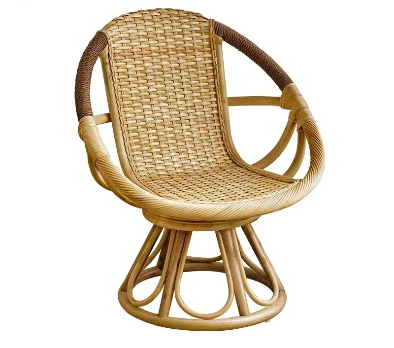Rattan Single Retro Swivel  Home Swivel Living Room Rattan Chair Armchair