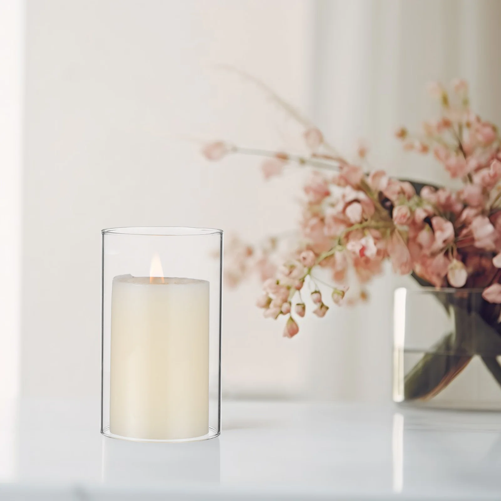 

4Pcs Glass Lampshade High Borosilicate Windproof Simple Cylinder Cover Wedding Decor Cover