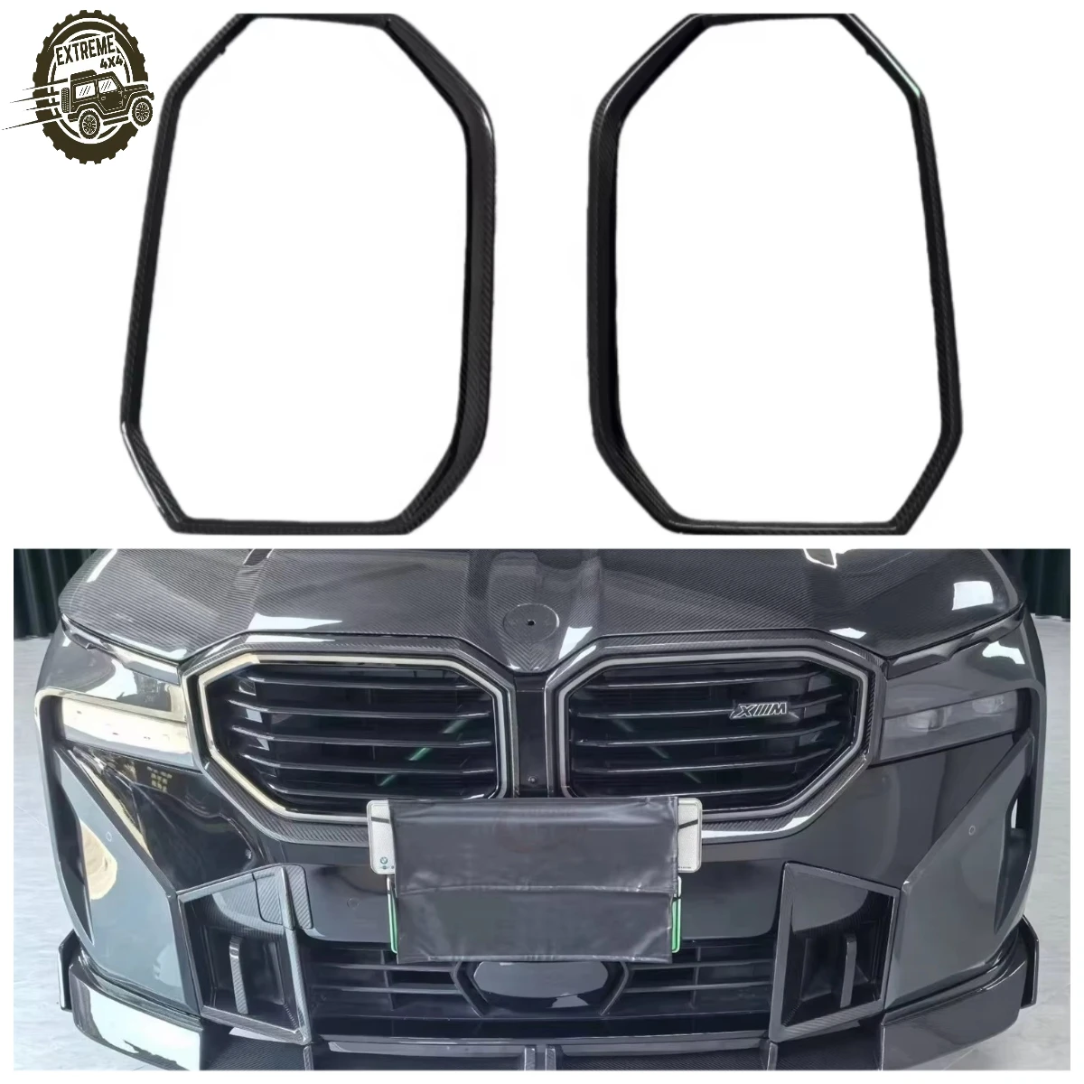 

Upgrade LD Style Dry Carbon Fiber Front Bumper Grille Decoration for BMW XM G09 Dry Carbon Fiber Grille Trim