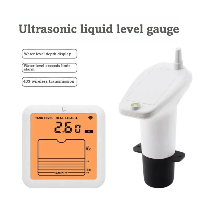 

Ultrasonic Liquid Level Meter,LCD Display,Wireless transmission,Water Level Monitor,High/Low Water Level Alarm,Home Garden Yard