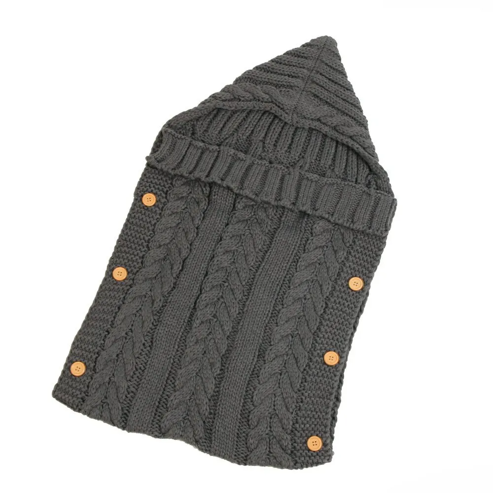 Spring Autumn Warm Newborn Baby Swaddle Wrap Knitted Crochet Wrap Blanket Toddler Fleece Thicken Hooded Stroller