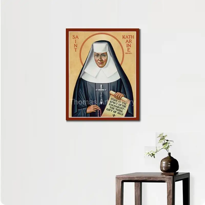 Greek Orthodox St. Genevieve Icon Byzantine HD Canvas Print Large Religous Wall Art for Church & Home Altar Christian Gift