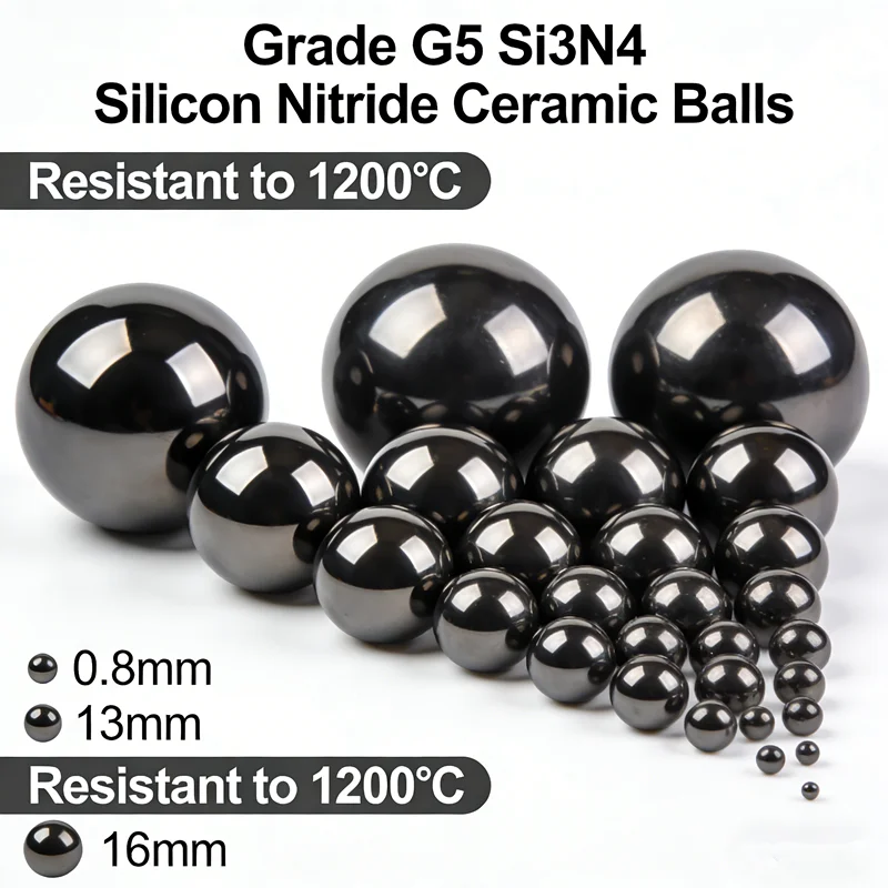 G5 Si3N4 Silicon Nitride Ceramic Balls 0.8mm 2mm 3.969mm 6mm 7.144mm 10mm 16mm High Precision Bearing Balls Heat Resistant 1200℃