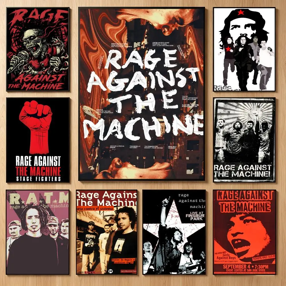 Rock Band Rage Against the Machine Poster Classic Self-Adhesive PP Wall Sticker for Living Room Bar Decor Gift