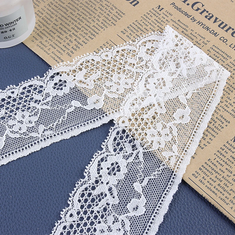 5cm tessuto di pizzo bianco 5 Yards abito da sposa ricamo tessuto pizzo Applique cotone cucito nastro occhiello pizzo Trim di alta qualità