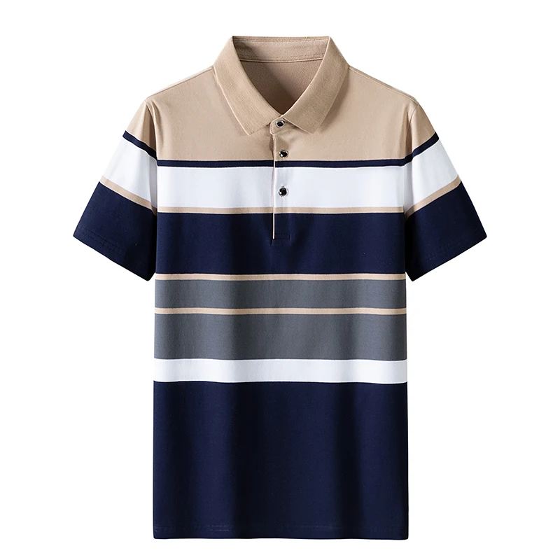 Men\'S Classic Striped Polo Shirt Cotton Short Sleeve 2023 Summer Plus Oversize 4XL