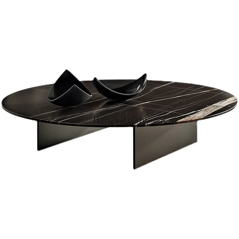 

FG26Natural marble Lauren black gold coffee table light luxury simple modern style