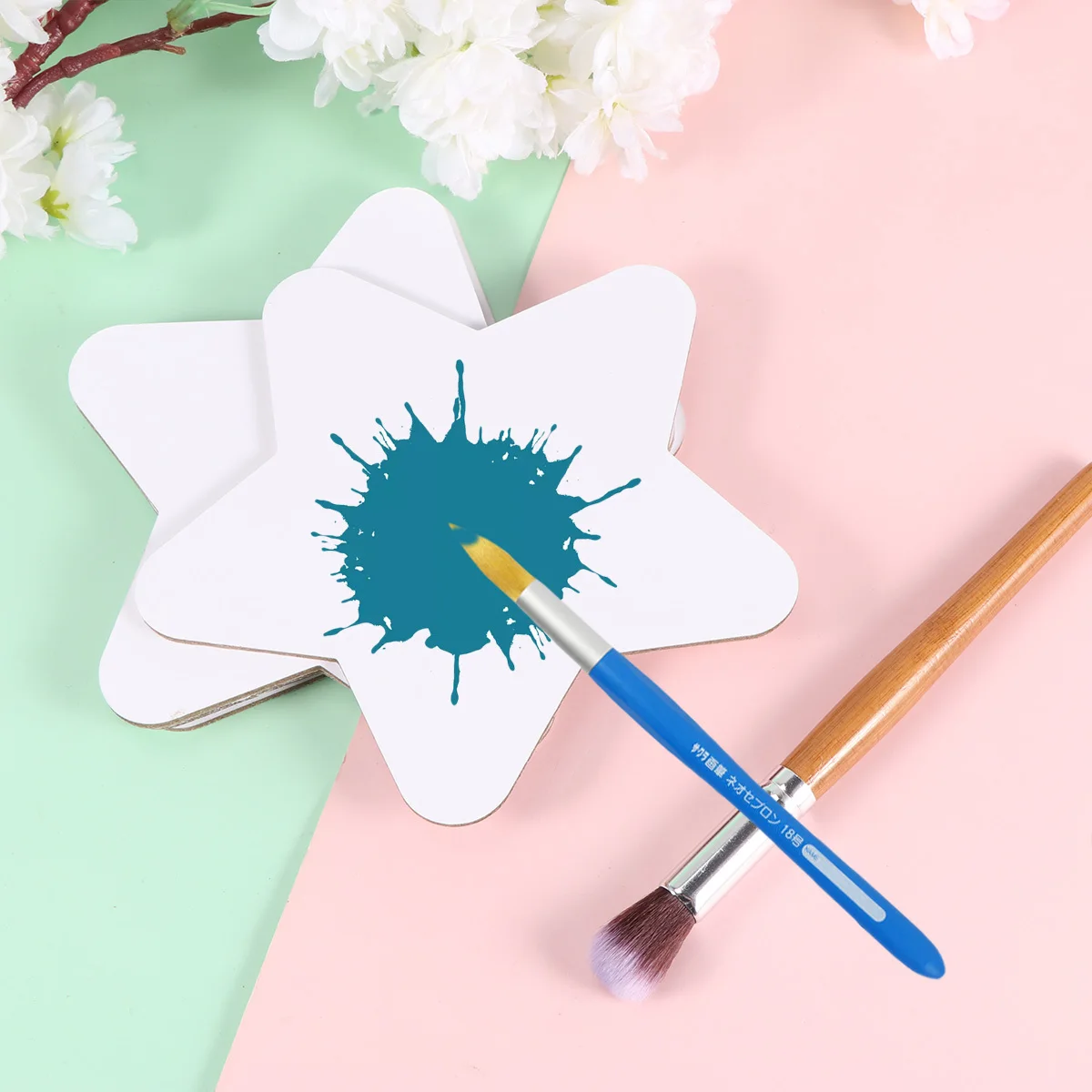 

5Pcs Round Star Shaped Art Panels Thicken Cotton Board Oil Acrylic Tempera Paint Easy to Carry and Store White