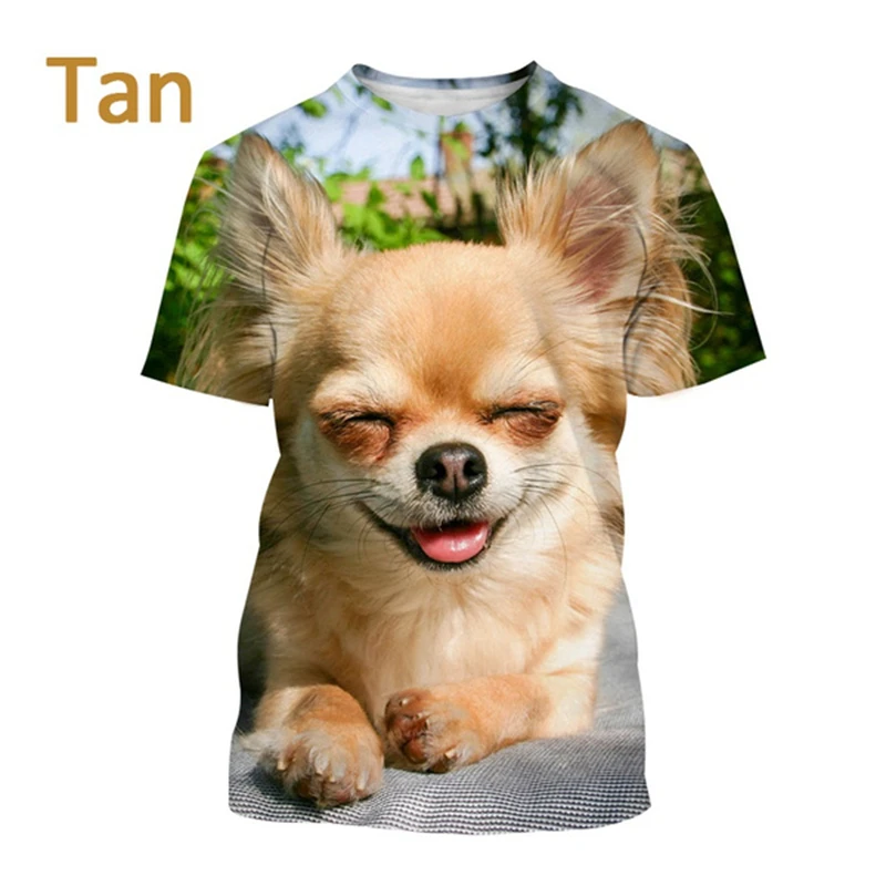 

Cute Animals 3d Mens Graphic Tshirts Women Funny Chihuahua Dog Pattern T Shirt Kid Street Breathable O Neck Short Sleeve T-shirt