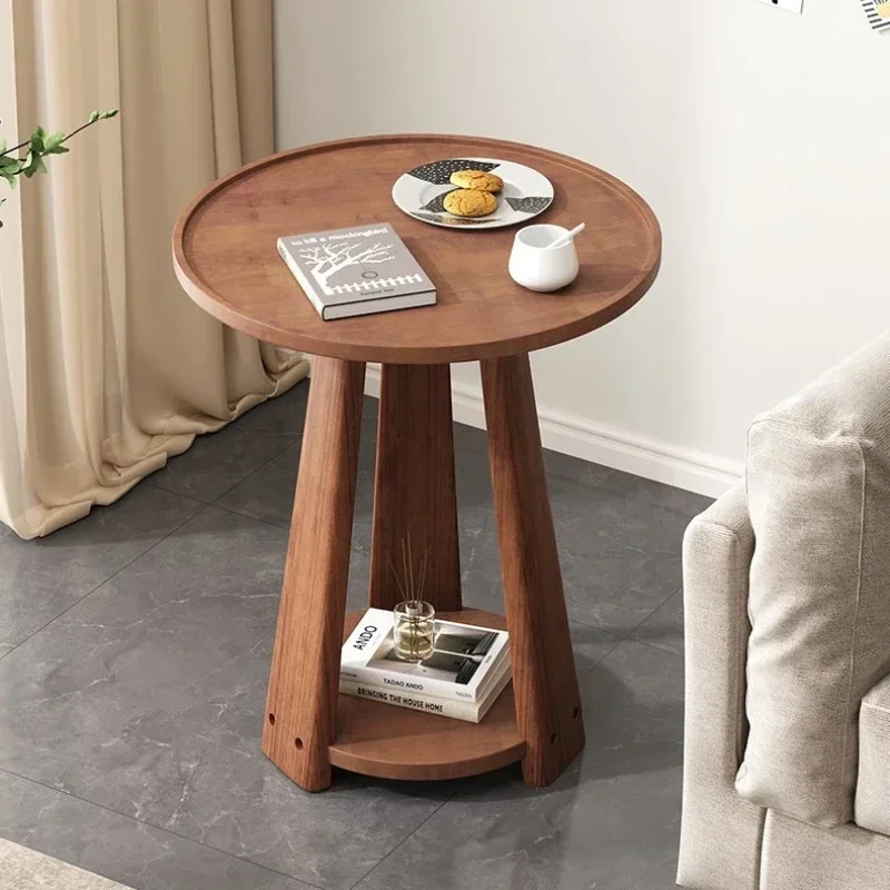 Stable Sofa side few household living room double small round table solid wood coffee table