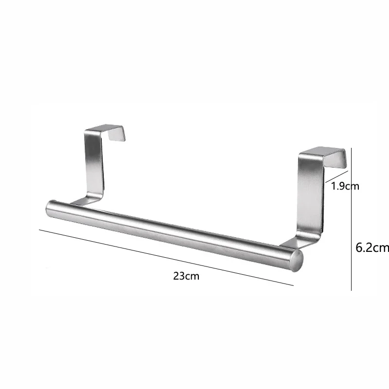 Kitchen Cabinet Door Towel Bar Stainless Steel Door Back Towel Hanging Holder Bathroom Punch-free Towels Hooks  Home Organizer image 6