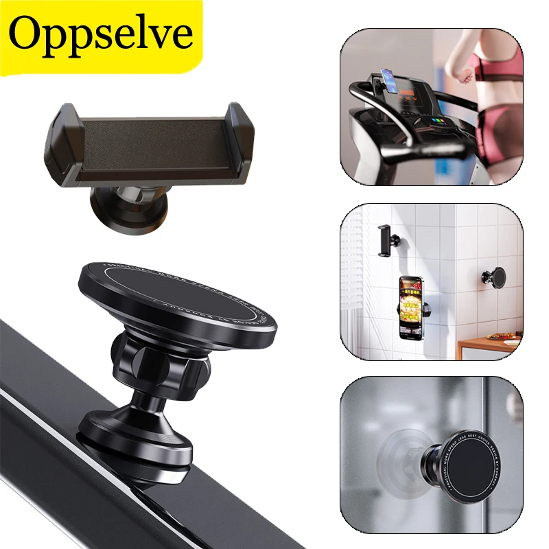 Double-Sided Magnetic Suction Phone Holder Strong Magnet Mobile Phone Support For Gym Kitchen Adsorb Portable Rotating Bracket