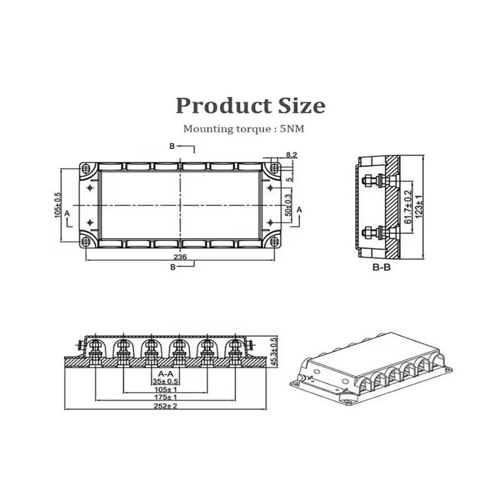 Automotive Fuse Holder 6 Way Design for GG-ANM Fuses Zinc Alloy Body 11.4 x 5 cm Secure Electrical Connections