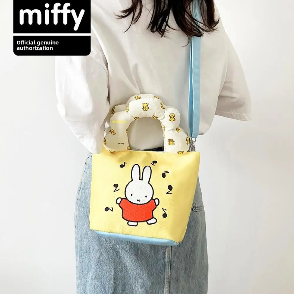 

Женская сумка Miffy с музыкальной тематикой, контрастная холщовая сумка-тоут, желтая синяя милая сумка через плечо, повседневная сумка в стиле каваи для поездок на работу