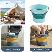 5/10/17L Collapsible Plastic Bucket Portable Water Container for Car Washing Fishing Camping Beach Trips and Household Cleaning - Image 3