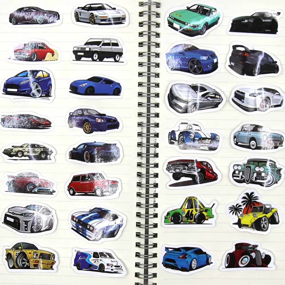 10/50/100 Pcs Retrofit Racing Car Graffiti Stickers Laptop Guitar Luggage Bike Skateboard Waterproof Sticker Decal Kid Toy