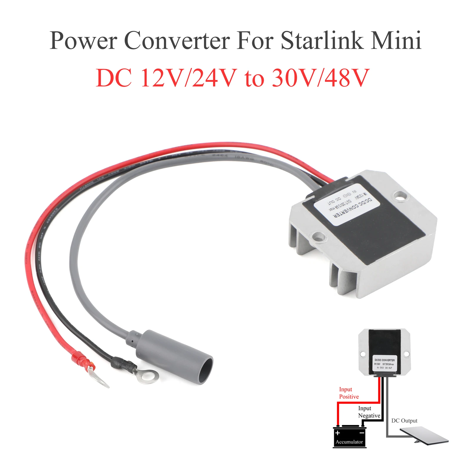 

For Starlink MINI DC power boost converter 12V/24V to 30V 3.5A/48V 1.5A with terminal block to DC female