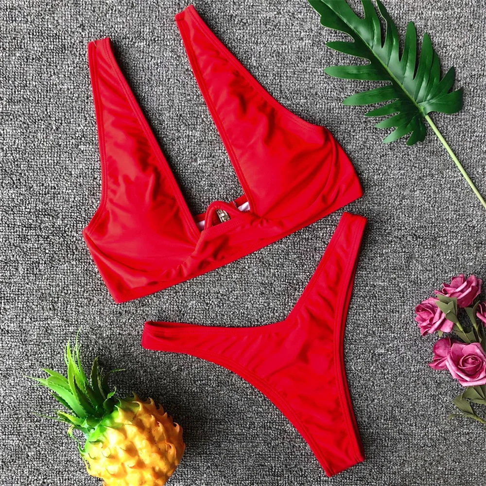 

Sexy Underwire Push Up Bikini Red Y2K Swimsuit Vacation Swimwear Women Beach Outfit Bathing Suit Bikinis Set Traje De Bano Mujer