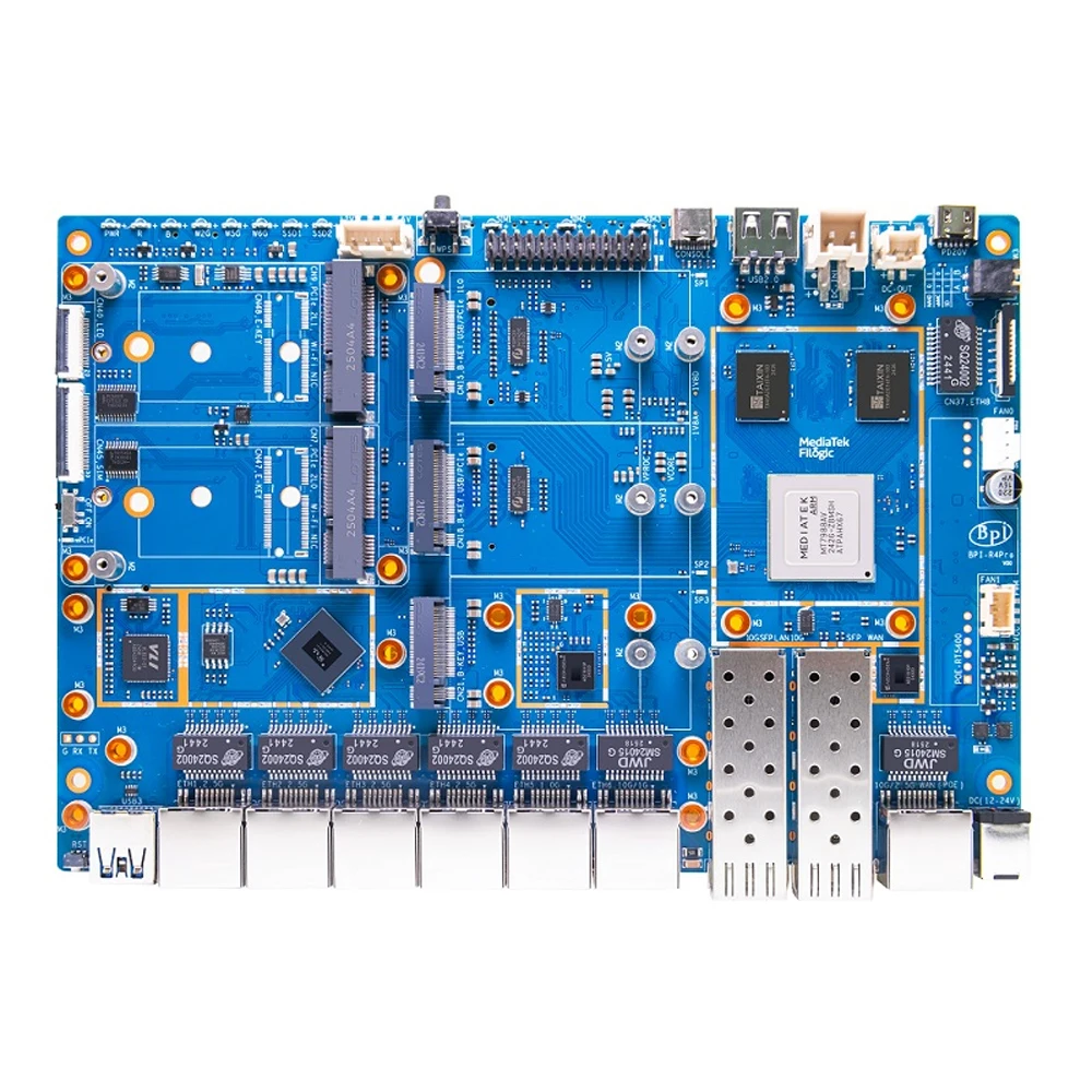 Carte de routeur Banana Pi BPI-R4 Pro Wifi7 Mediatek MT7988A (Filogic 880) OpenWRT domotique 4x2.5G RJ45 LAN Nas dispositif