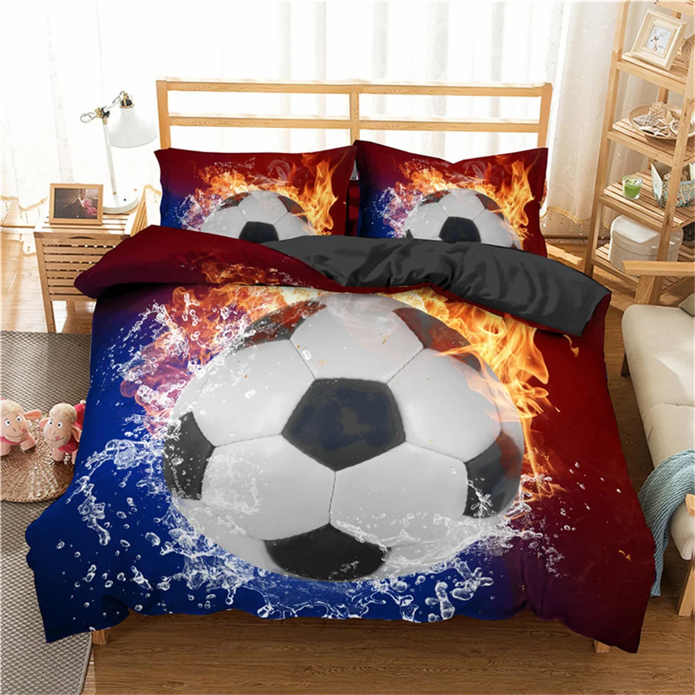 Imagem -06 - Duvet Cover Bedding Linen Conjunto para Crianças King Size Twin Quilt Durex Esportes Futebol Futebol Meninos Meninas Colcha 200x200 240x220 Pcs