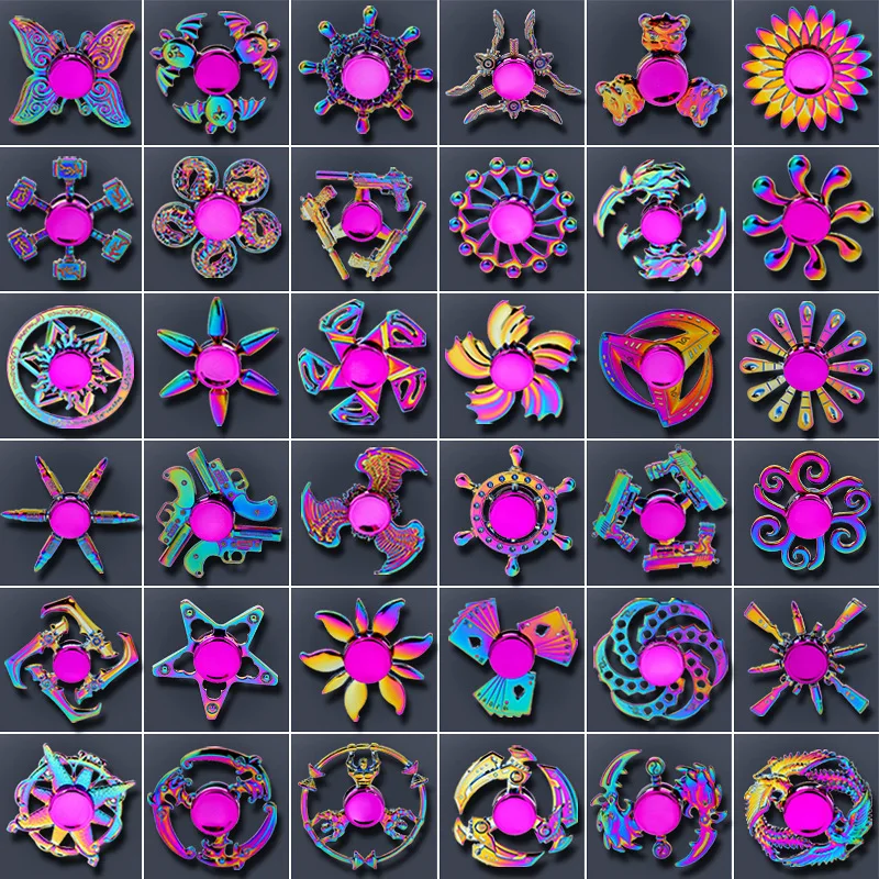 Nuovo metallo arcobaleno sfumatura di colore Fidget Spinner R188 cuscinetto muto EDC mano punta delle dita giroscopio anti-ansia divertimento bambini giocattoli per adulti