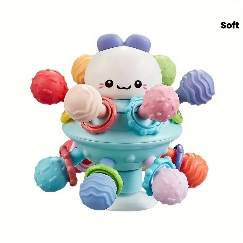 Manhattan Soft Chewable Atomic Catch RubberBall with Sound Early Education Baby Grasping Training Developmental Toy for Ages 0+
