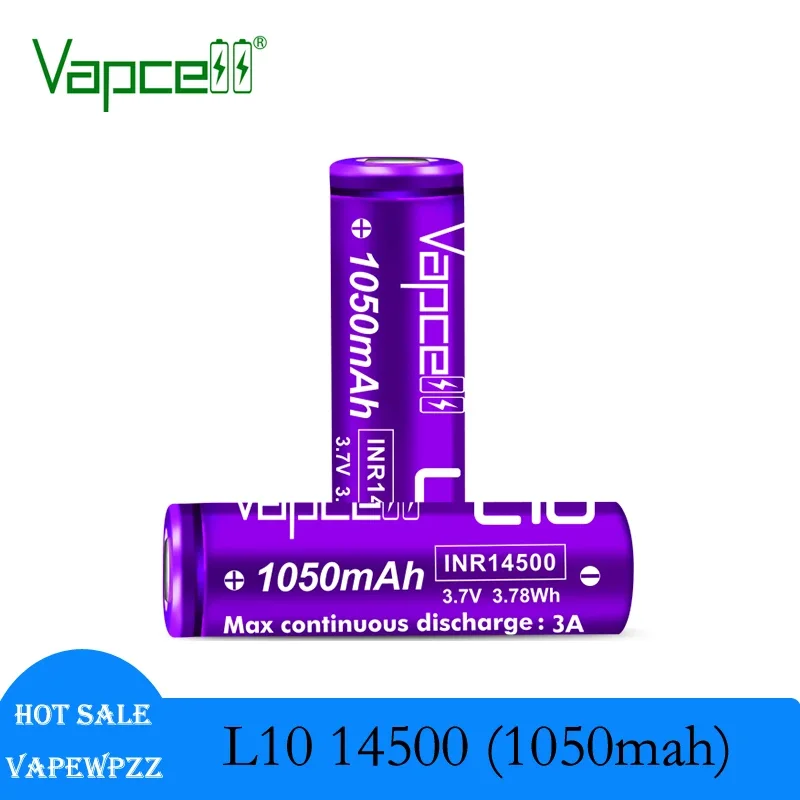 Baterai Asli Baterai 1050Mah NR14500 Vapcell 14500 L10 1050Mah 3A Baterai Isi Ulang untuk Senter VS Sel Vapcell H10
