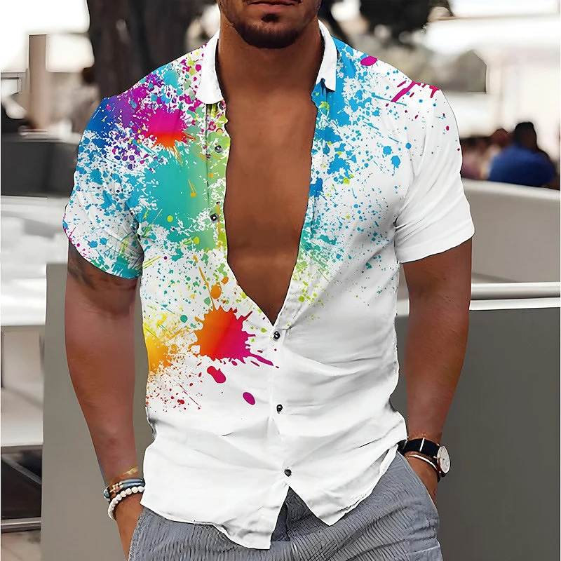 Graffiti Painting 3D Print Hawaiian Shirts Men Women Casual Fashion Streetwear Short Sleeve Beach Shirt Tops Blouse Man Clothing