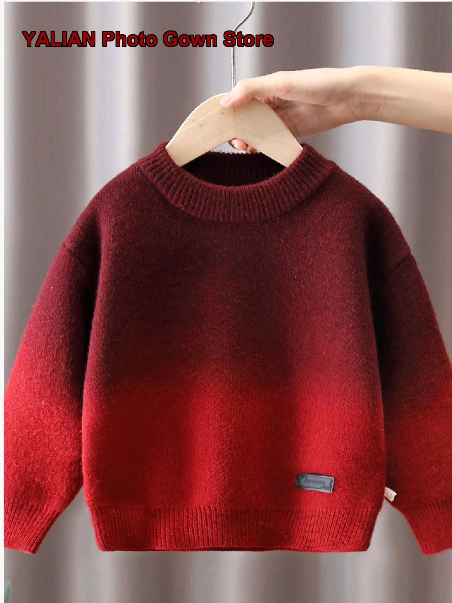 Boys Autumn Winter 2026 Baby Spring Gradient Color Knit Top Kids Trendy New Year Wear
