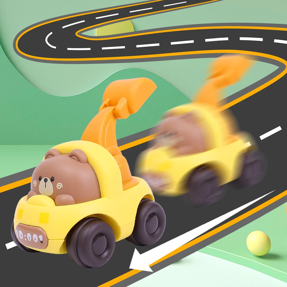 Kids Cartoon Cute Animal Pull-back Car Toys Inertial Engineering Car Dump Car Model Boy Interactive Sliding Car Excavator Toys