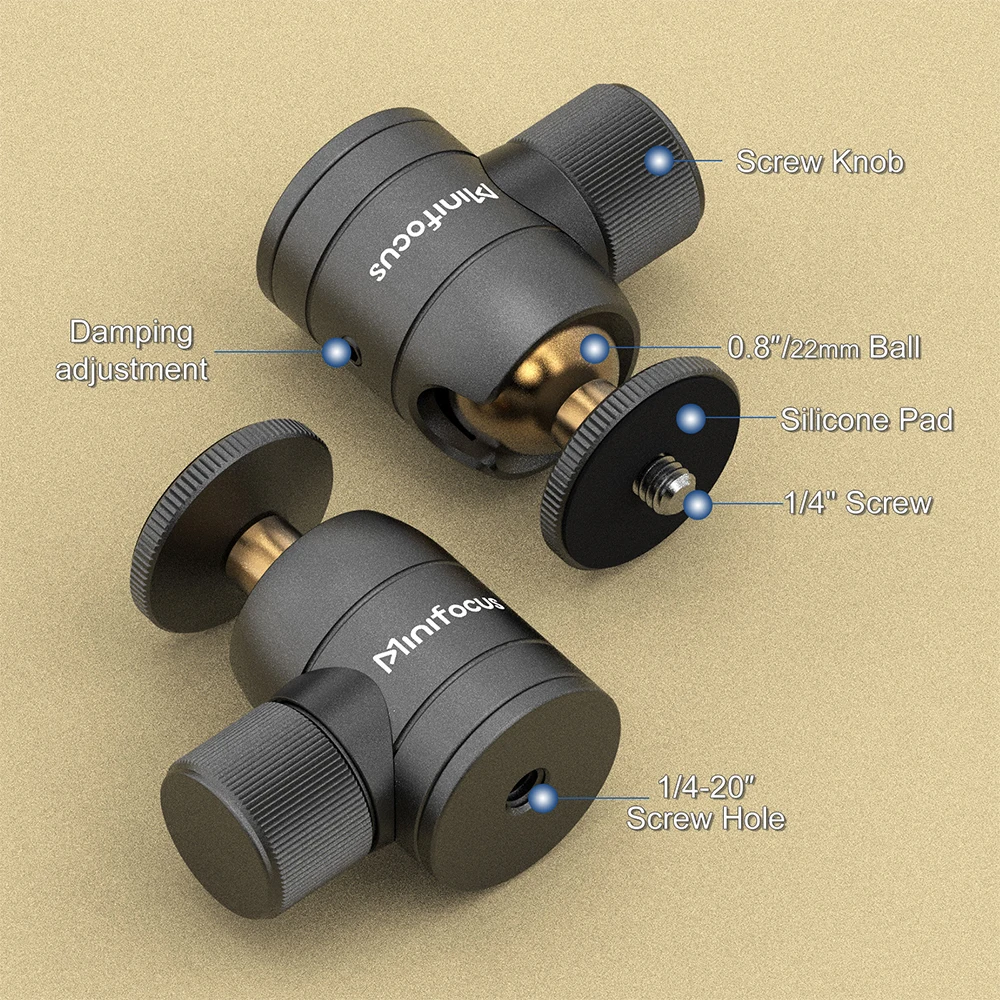 Trépied à rotule avec support à vis 1/4 360 °   Alliage d'aluminium pour appareil photo support de téléphone Speedlite trépied Selfie bâton caméras d'action