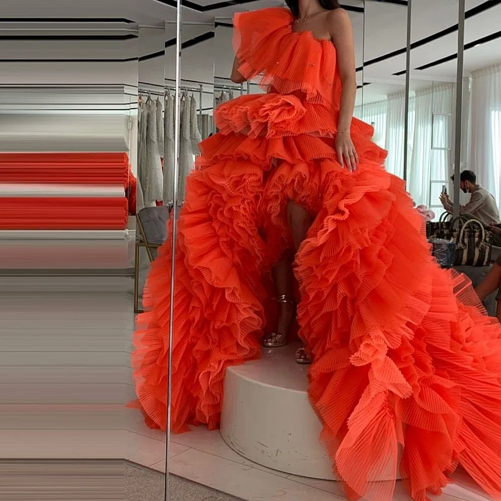 

Бальное платье принцессы, платья для выпускного вечера, складки на одно плечо, оборки, многоуровневое вечернее платье знаменитостей, свадебные платья на заказ