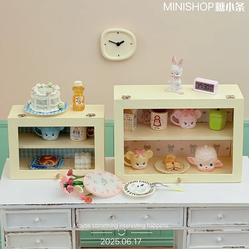 1:6 및 1:12 미니 모델 인형 집 가구 액세서리 플립 디스플레이 보관 캐비닛 Bjd Ob11 Gsc Blyth Soldier Lol 미니어처