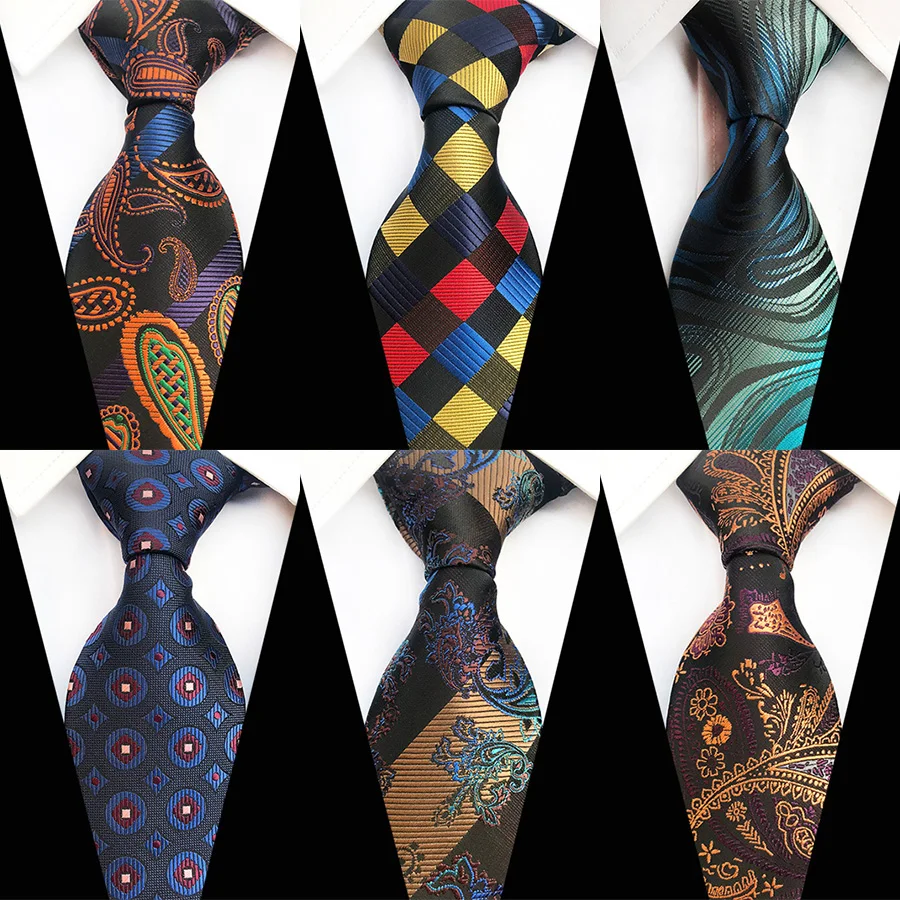 

8CM Silk Striped Plaid Print Tie Men's Casual Neck Tie for Wedding Party Business Gift Accessories Classic Necktie