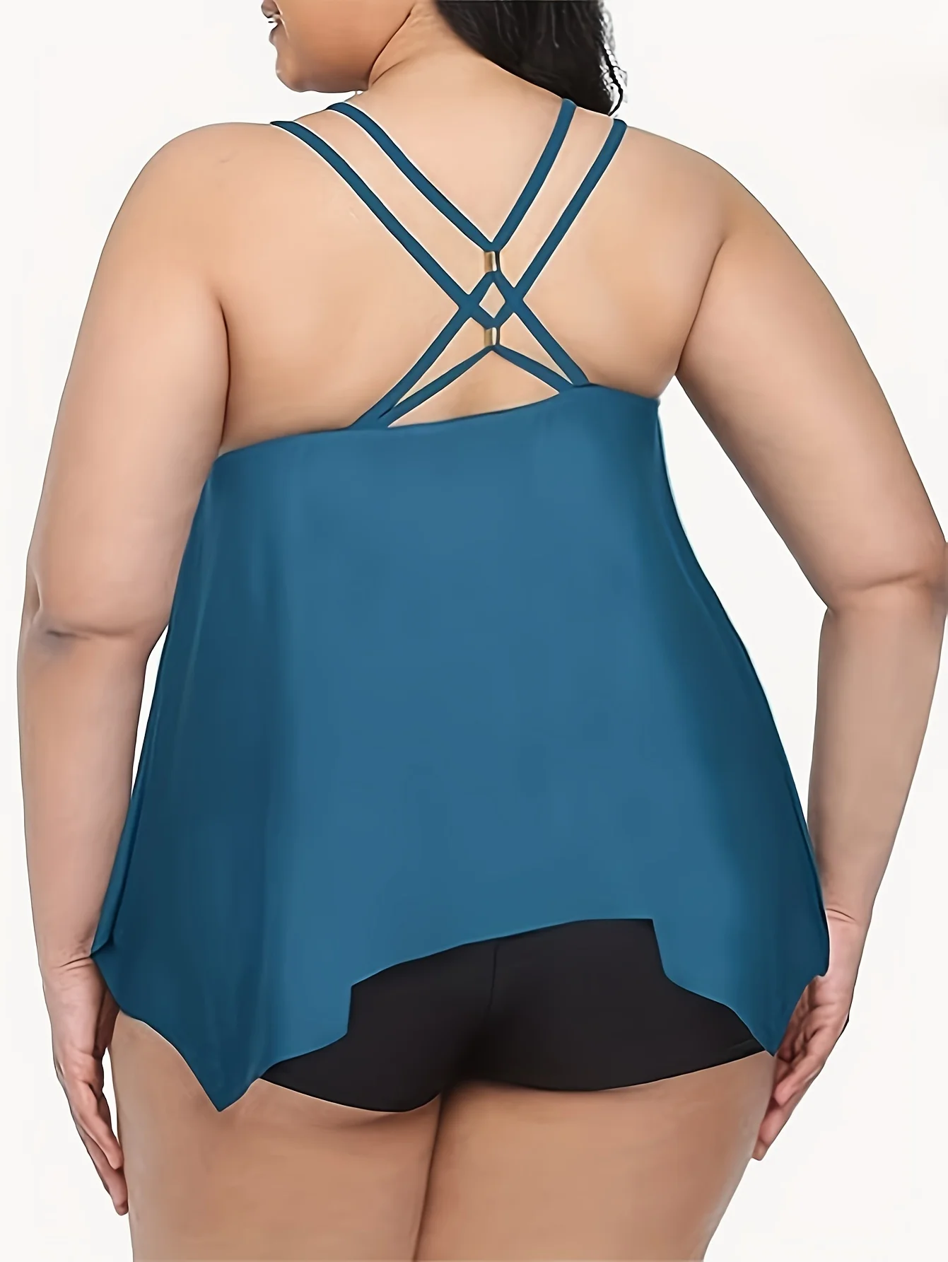 Grote maat tankiniset voor dames - broek met rechte pijpen - rokstijl - effen zwempak - strandstijl