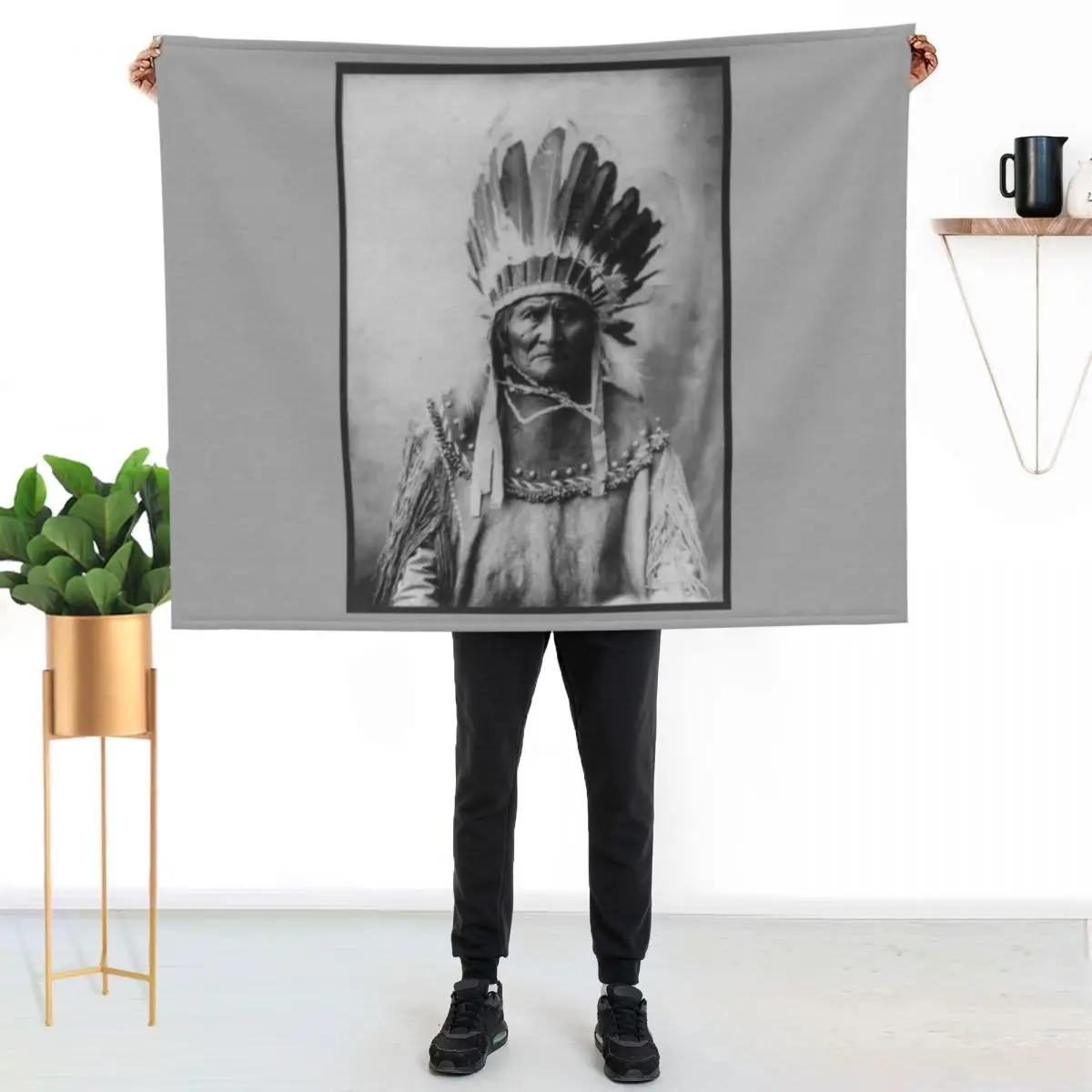 Geronimo - Bedonkohe Apache Warrior and Medicine Man Throw Blanket couch cozy soft plush fuzzy picnic outdoor blanket
