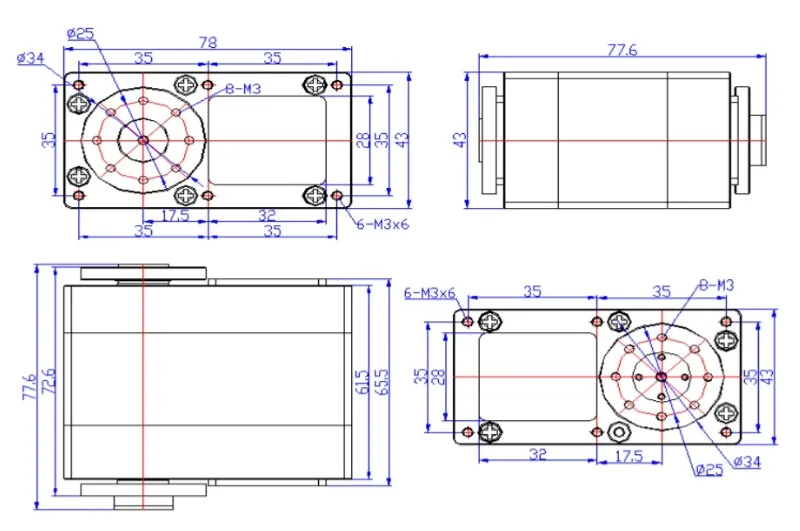 260Kg.cm HV Torque 24V Brushless Motor RS485 360 /Multiturn Turn Robot Servo With Real Time Feedback Protection Robot Industry