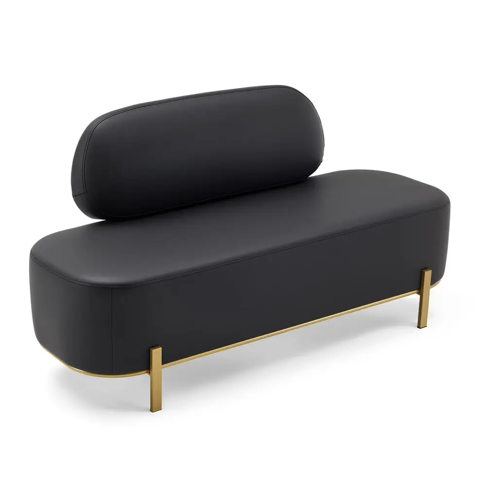 

Waiting Room Bench with Back, 55.1 Office Guest Chair, Faux Leather Upholstered Reception Seating, Lobby Bench for Beauty Salon