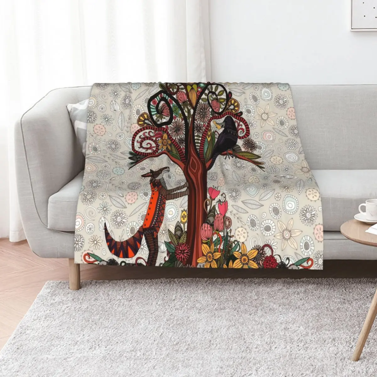 fox and crow Throw Blanket Soft Breathable Blanket for Night Sleeping