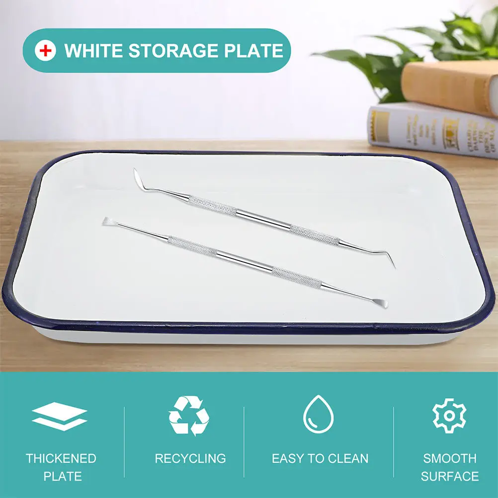 Multi Functional Enamel Laboratory Tray Large Capacity Smooth Scratch Resistant Surface for Clinic Home Use