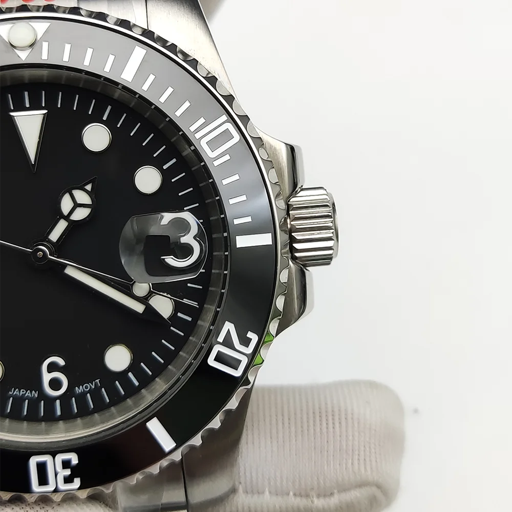 Relógio mecânico NH35 para homem, aço inoxidável, impermeável, corda automática, calendário, luminoso, 40 mm