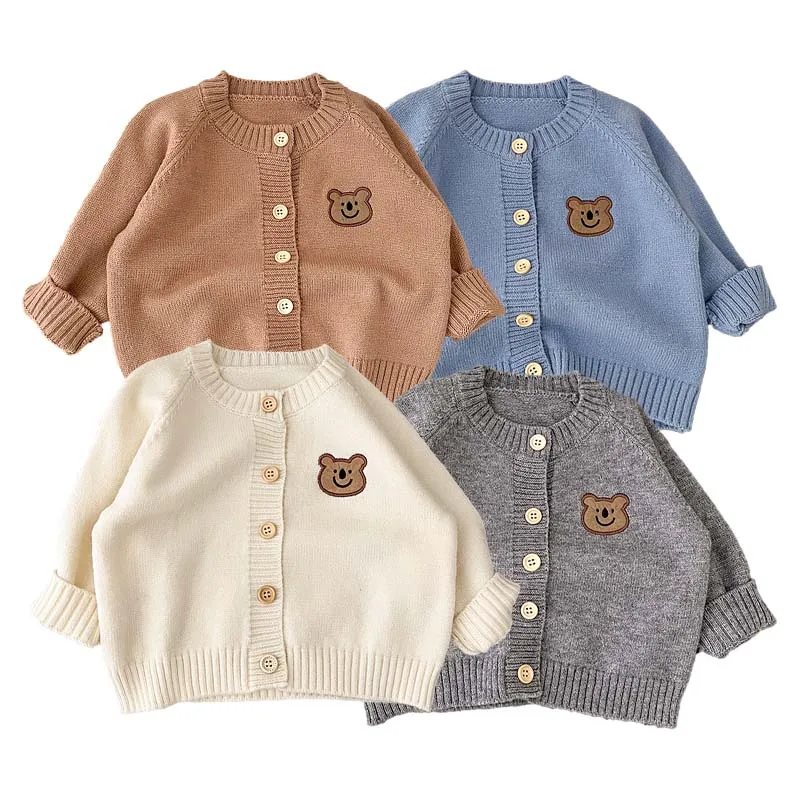 

Cute Bear Cardigan Sweaters Baby Boys Girls Long Sleeve Kids Jacket Spring Autumn Fashion Knitted Sweater Korean Infant Clothing