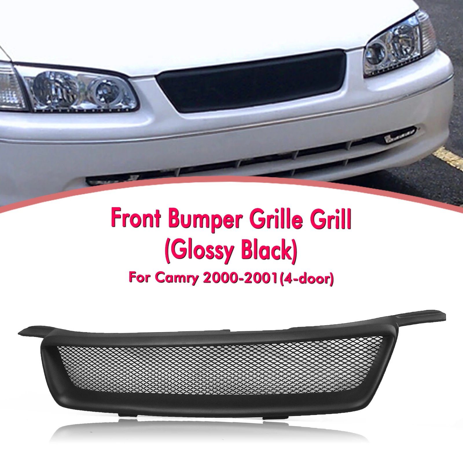 Car Front Bumper Upper Grille Grill Mesh For Toyota Camry 4 Door Sport 2000-2001