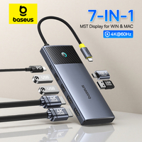 【Limited Offer】Baseus USB C HUB 7-in-1 Type-C to HDMI 4K 60Hz 30Hz MST Dual Display for macOS Win USB 3.2 Adapter PD 100W HUB