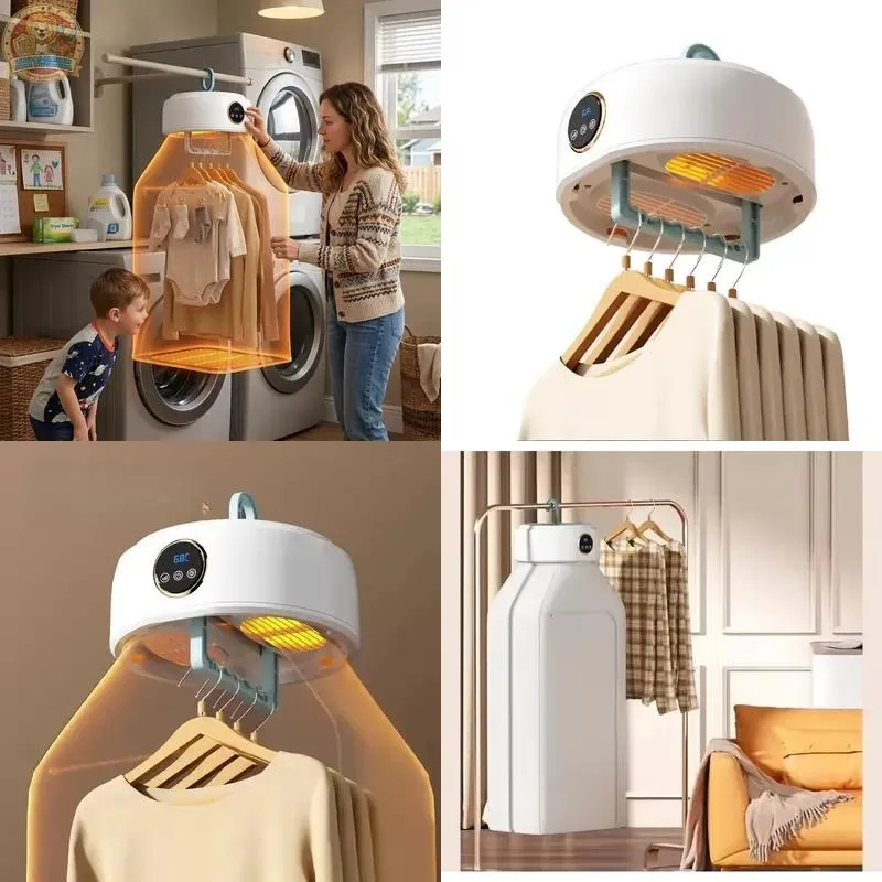 Portable Electric Clothes Dryer Foldable Hanging Mini Dryer for Travel Apartment Use