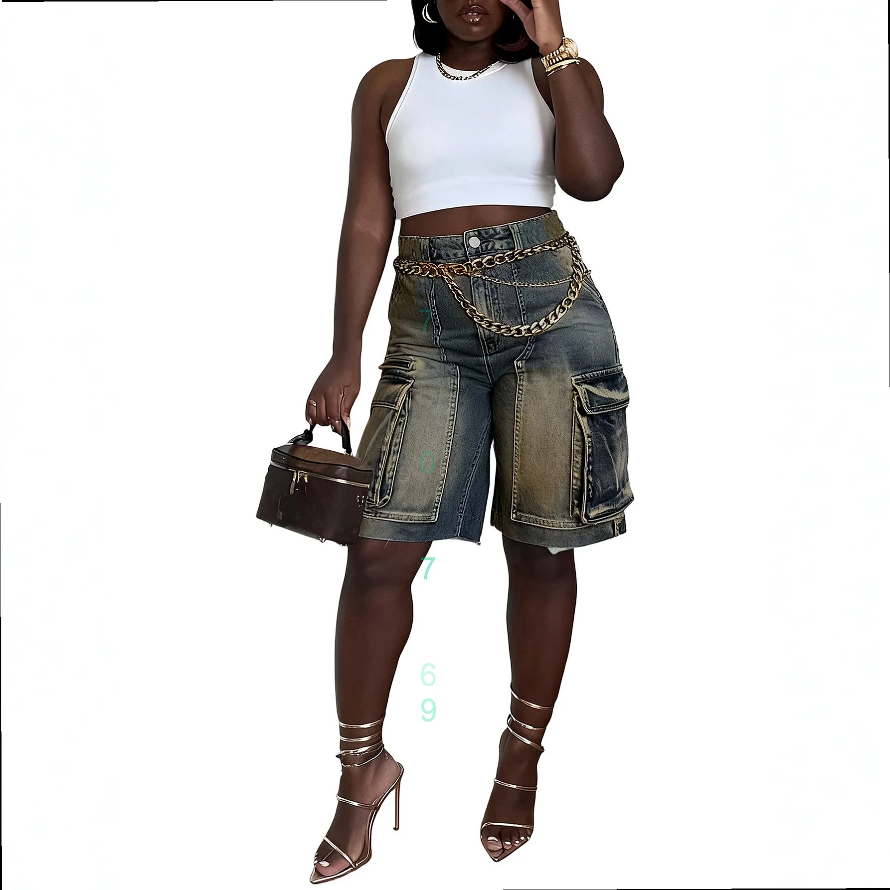 Denim Jeans Ripped Washed Cargo Pocket Jeans Spring Summer New Fashion Denim Jumpsuit Pants