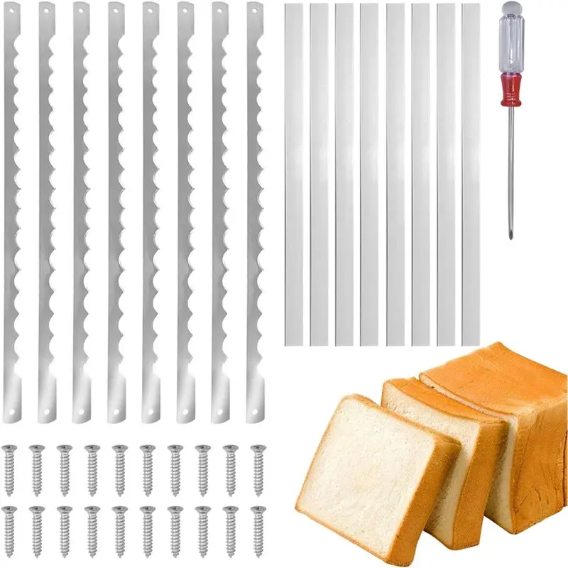

2025 Trend Replacement For Wood Bread Cutter, 10.8" Serrated Stainless Steel Bread Bow Knife Blades, 8 Pcs