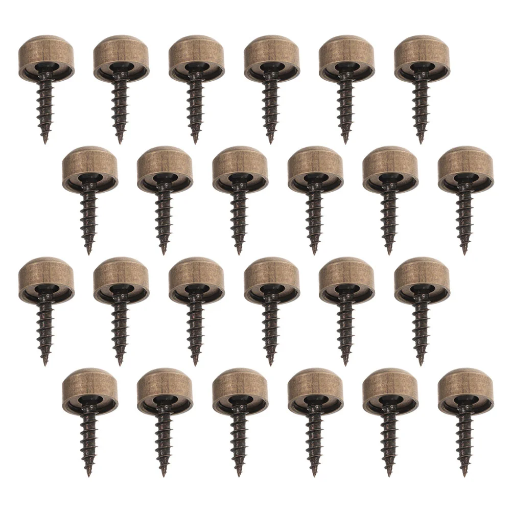 

24 Pcs Decorative Cap Screws 9mm Self Tapping Copper Finish Mirror Wall Mounting Furniture Renovation Wood Cover screws